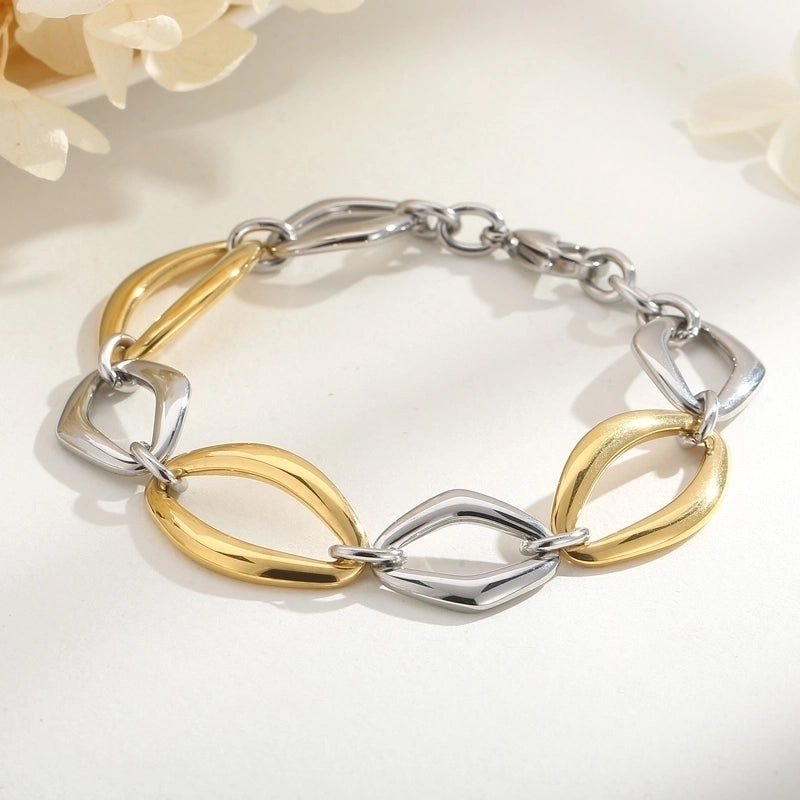 Rock Geometric Titanium Steel 18K Gold Plated Bracelets In Bulk
