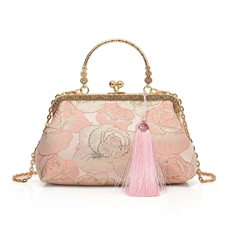 Pink Green White Pu Leather Flower Square Evening Bags