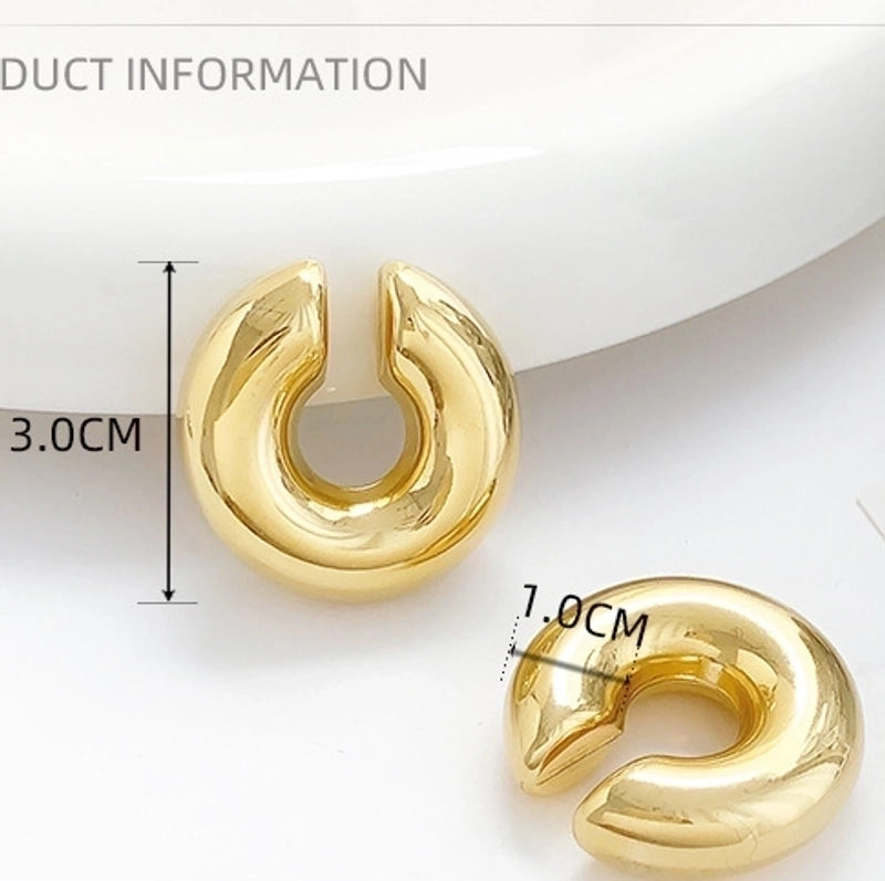 1 Piece Minimalist Solid Color Plating Stainless Steel Gold Plated Ear Cuffs