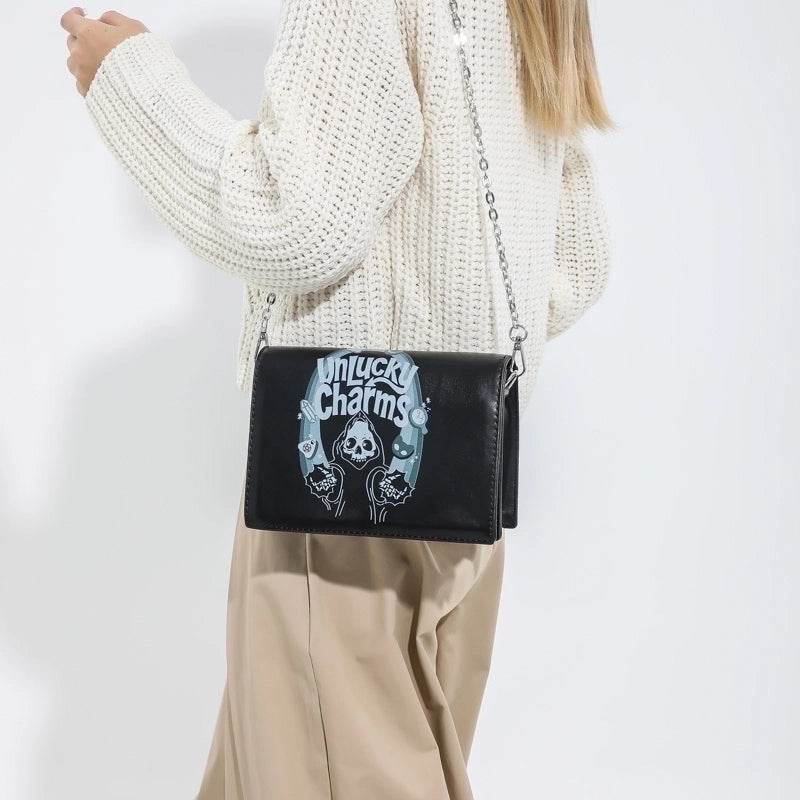 Women's Pu Leather Portrait Animal Letter Vintage Style Punk Maximalism Sewing Thread Square Hidden Buckle Flip Cover Crossbody Bag