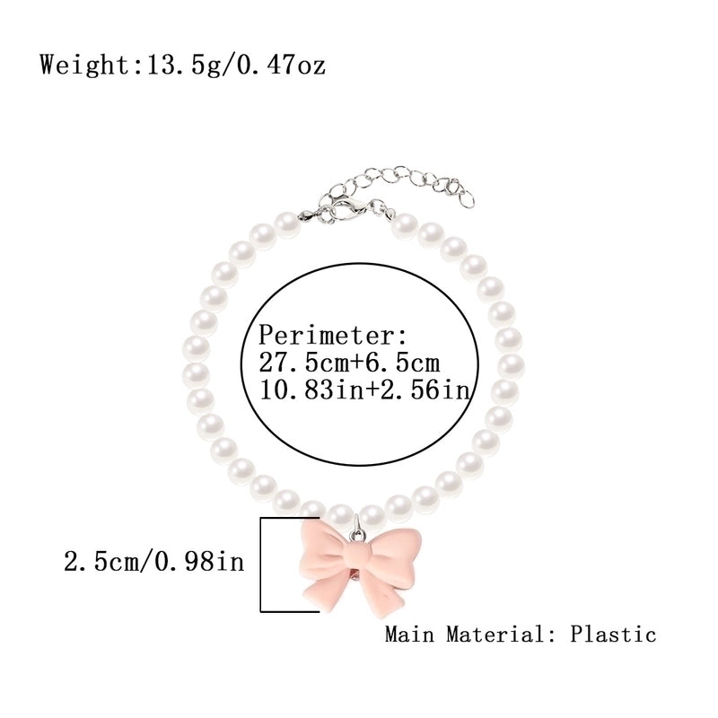 Ig Style Cute Imitation Pearl Plastic Bow Knot Beaded Pet Collar