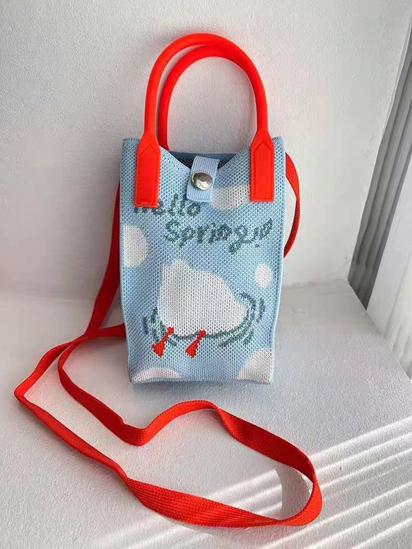 Women's Small Polyester Pumpkin Butterfly Streetwear Weave Square Open Phone Wallets