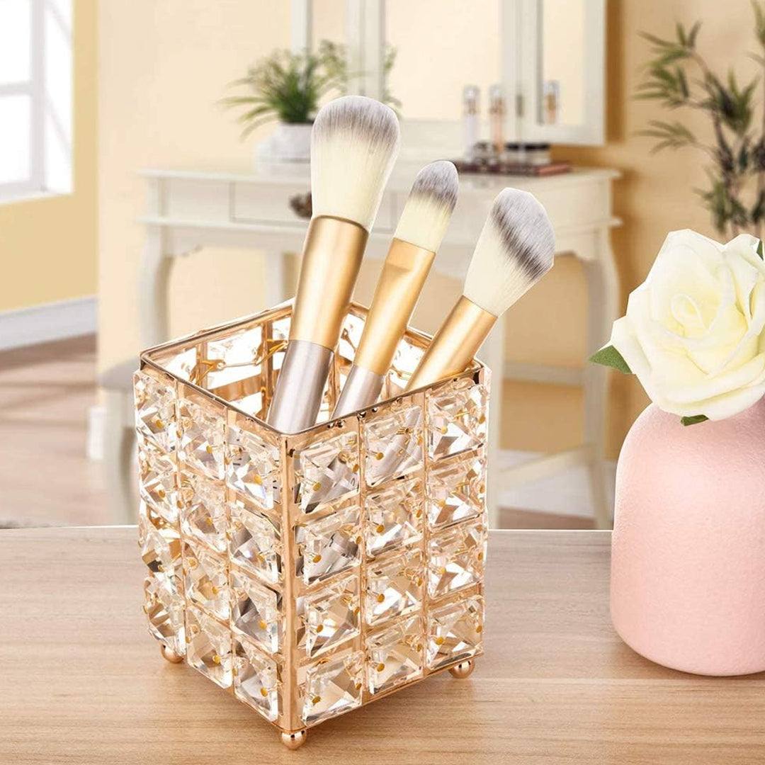 Rose Gold Crystal Makeup Brush Holder