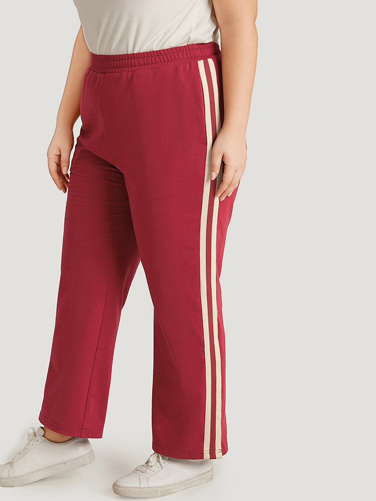 Two Tone Pocket Split Side Elastic Waist Sweatpants