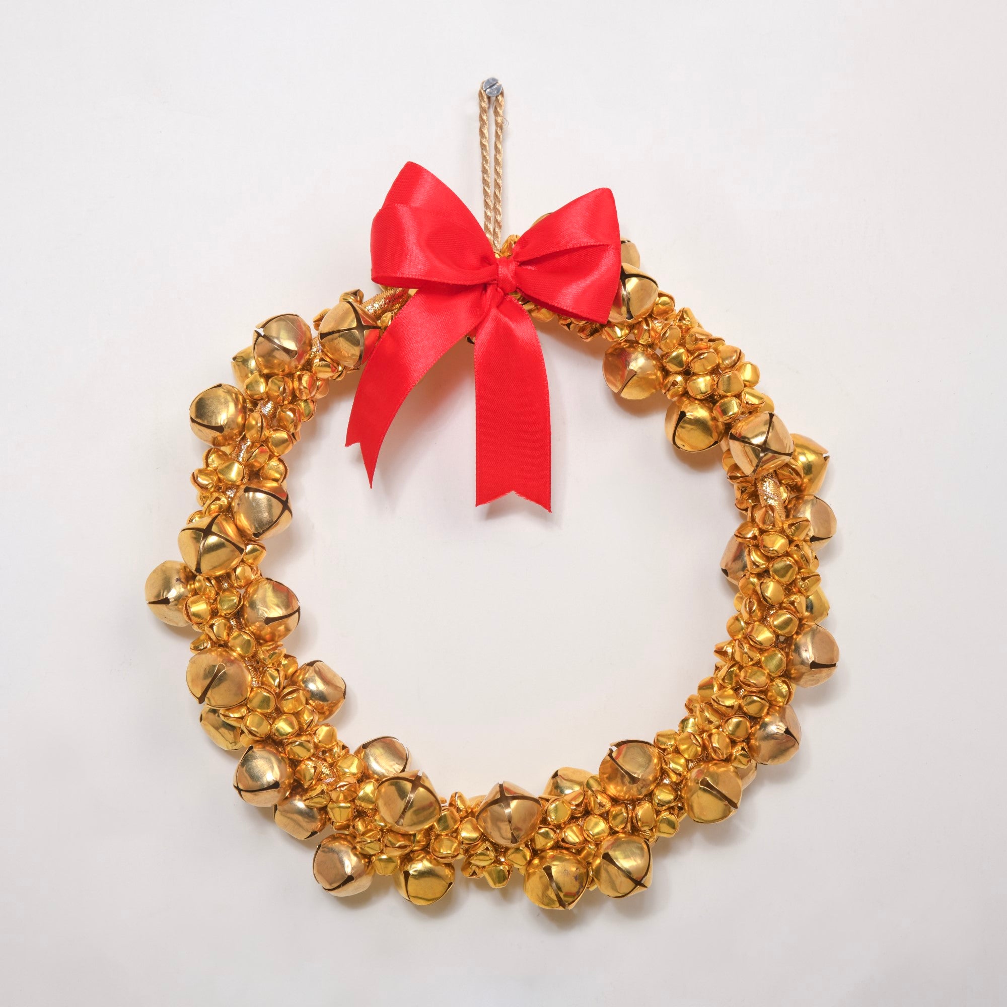 Gold Wreath With Bells 8 Inch