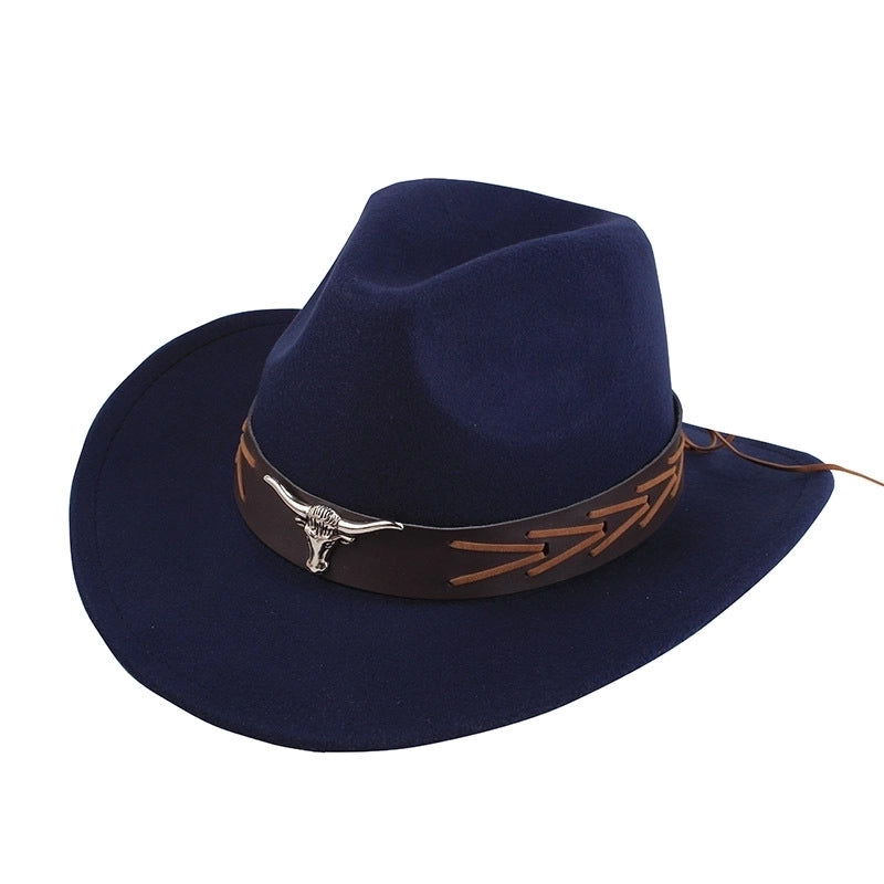 Ethnic Style Topper Hat Western Cowboy Hat Tibetan Tibetan Performance Hat Woolen Hat Central Retro Woolen Hat