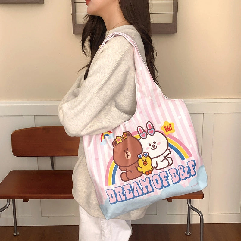 Women's Large Polyester Animal Letter Elegant Cute Streetwear Square Magnetic Buckle Tote Bag