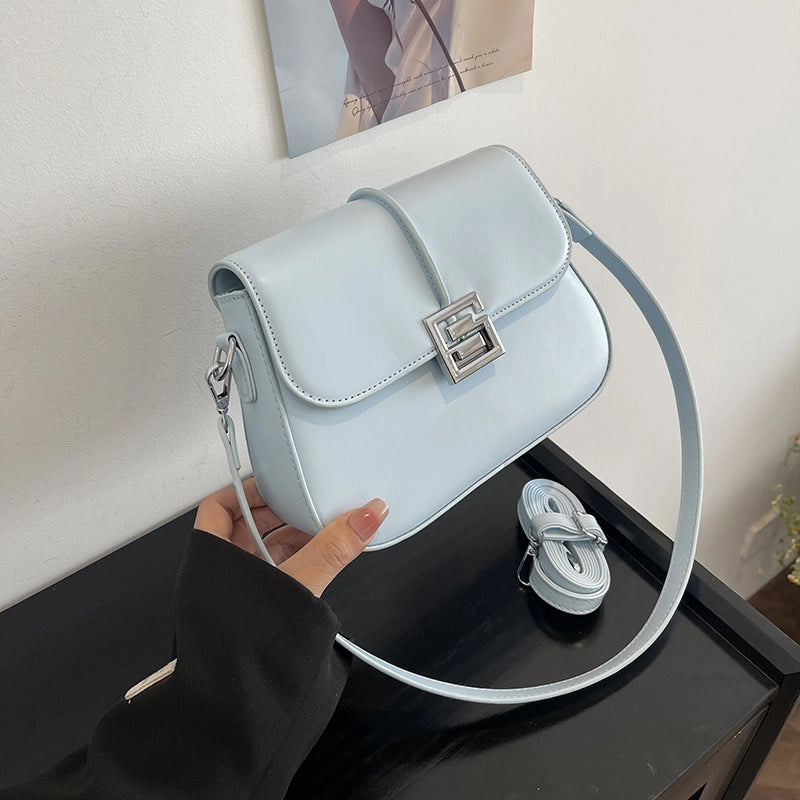 Women's Medium Pu Leather Solid Color Vintage Style Classic Style Square Magnetic Buckle Shoulder Bag