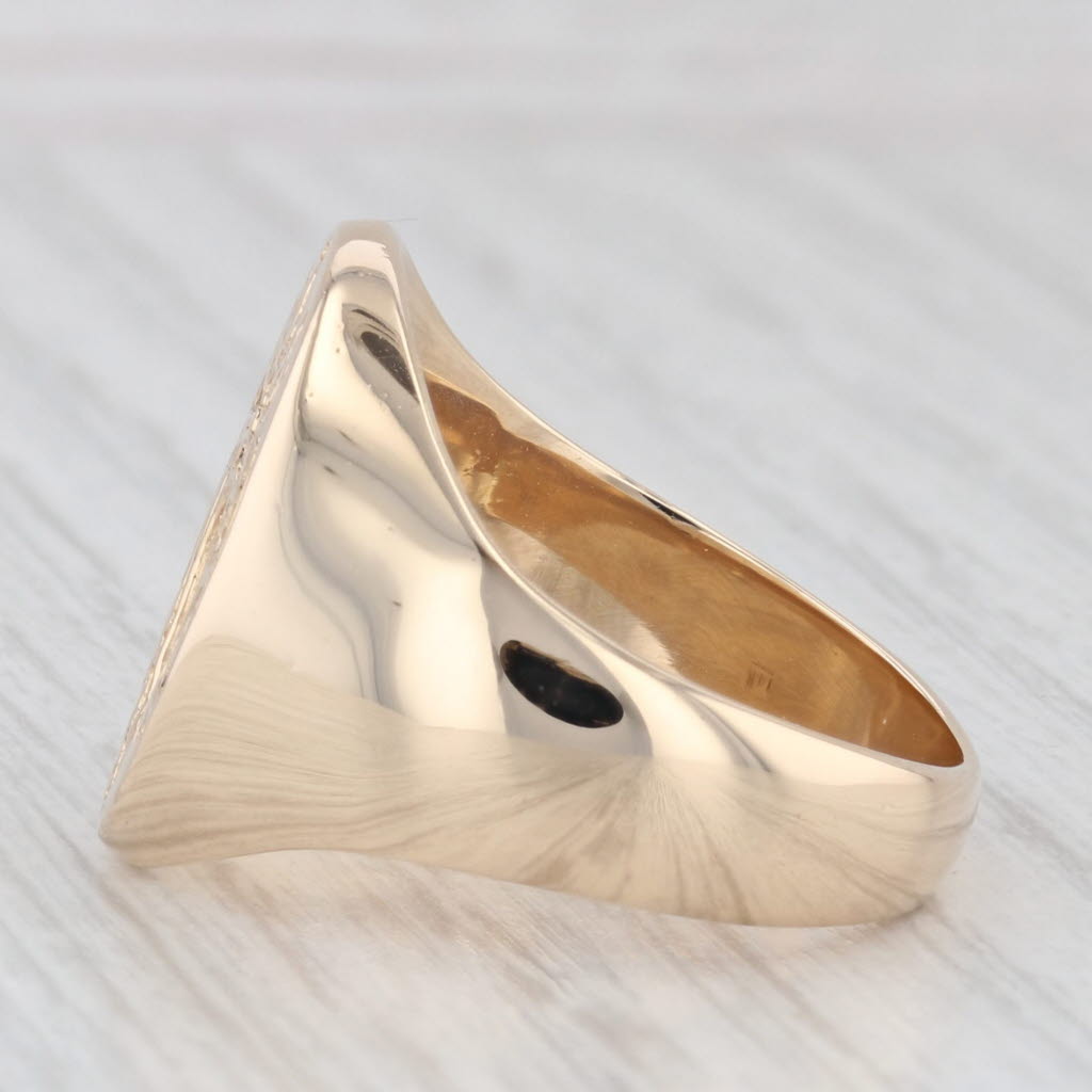 Vintage Hand Engraved Coat of Arms Seal Signet Ring 14k Yellow Gold Size 8.75