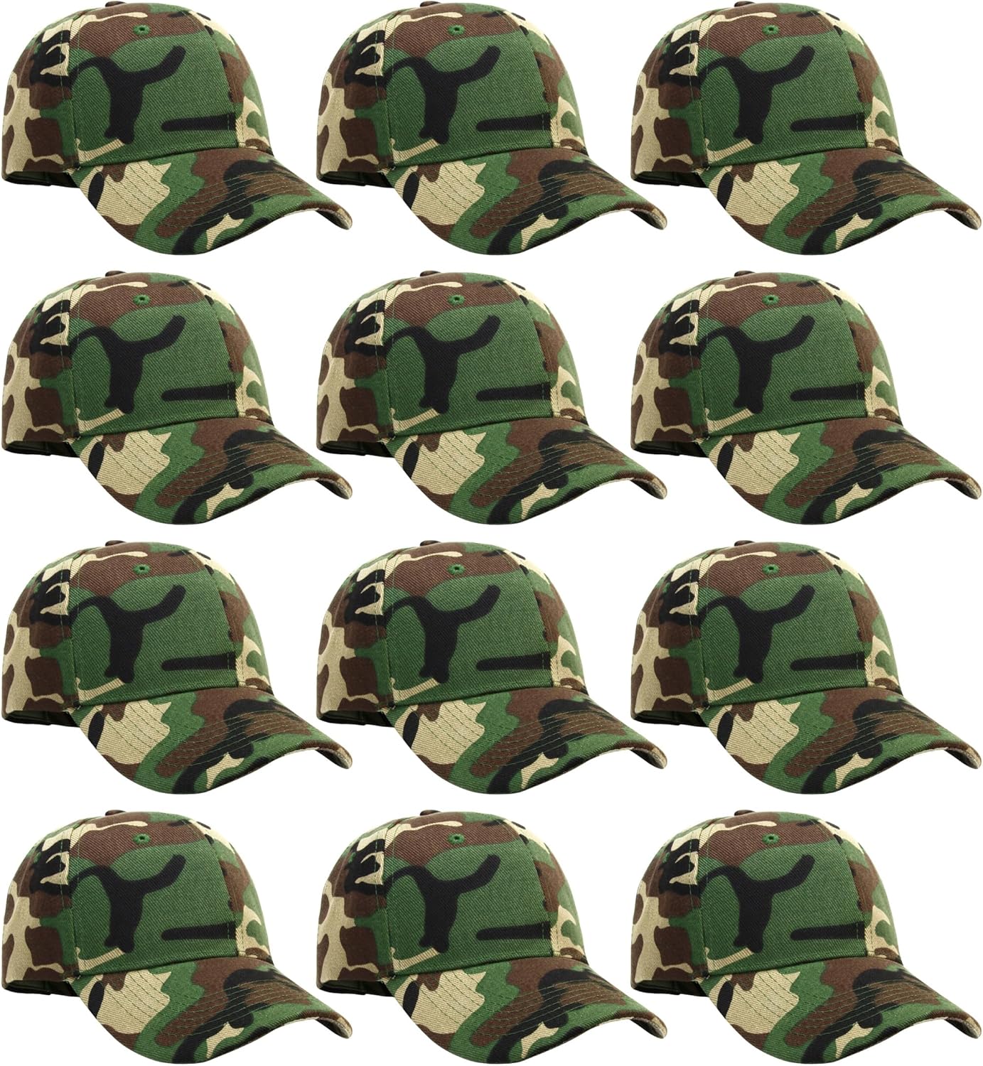 Falari Wholesale Bulk Lot 12-Pack Baseball Cap Adjustable Size Plain Blank Solid Color