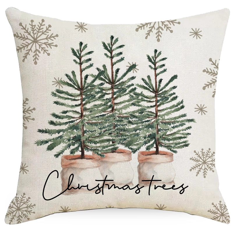 Christmas Snowflake Pillow Case Deer Printing Home Cushion Cover Sofa Pillow