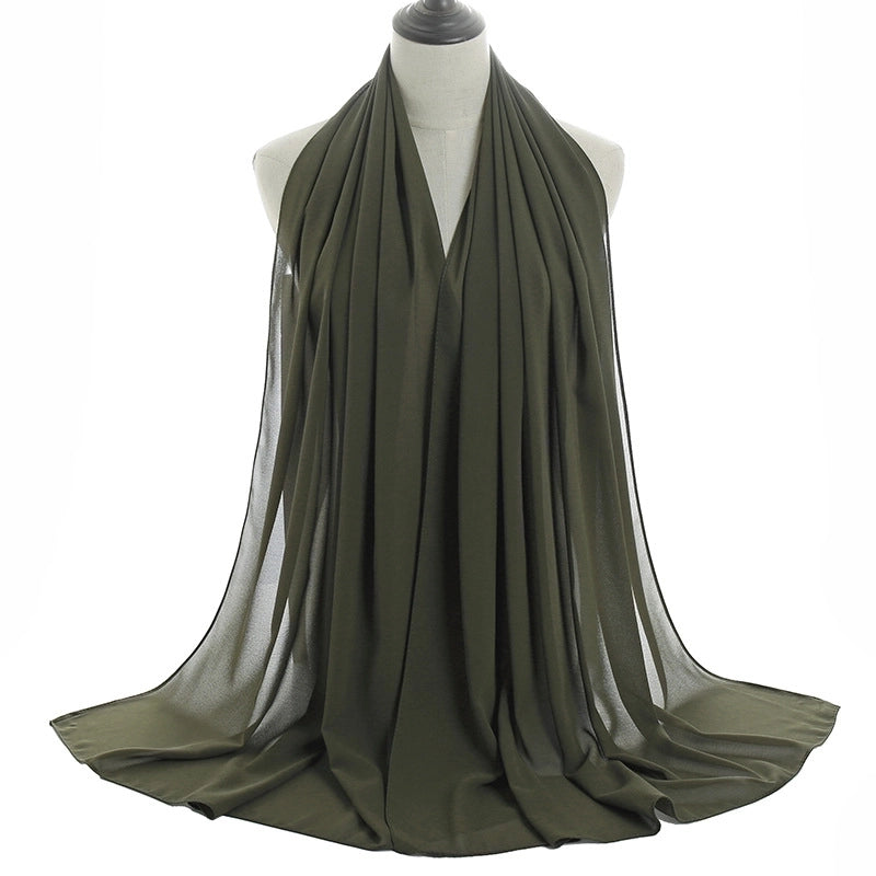 Women's Minimalist Solid Color Chiffon Cotton Linen Scarves