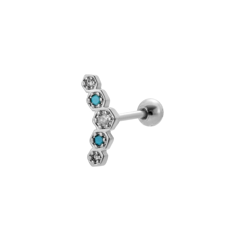 1 Piece Ear Cartilage Rings & Studs Sweet Heart Shape Flower 316L Stainless Steel  Copper Plating Inlay Zircon