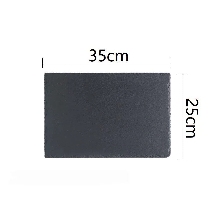 Slate Dinner Plate Dessert Sushi Plate Western Food Black Slate Plate Tableware Flat Plate Barbecue Steak Plate