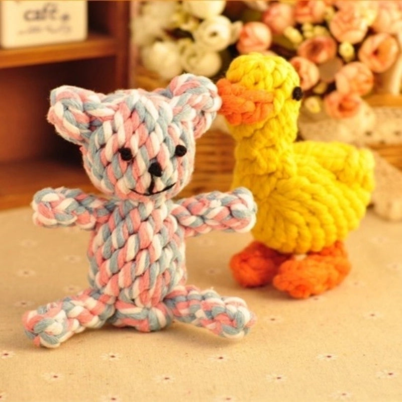Cute Woven Animal Cotton Rope Molar Cat And Dog Toys