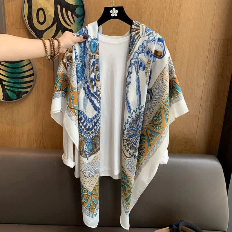 Women's Vintage Style British Style Chains Print Polyester Printing Shawl