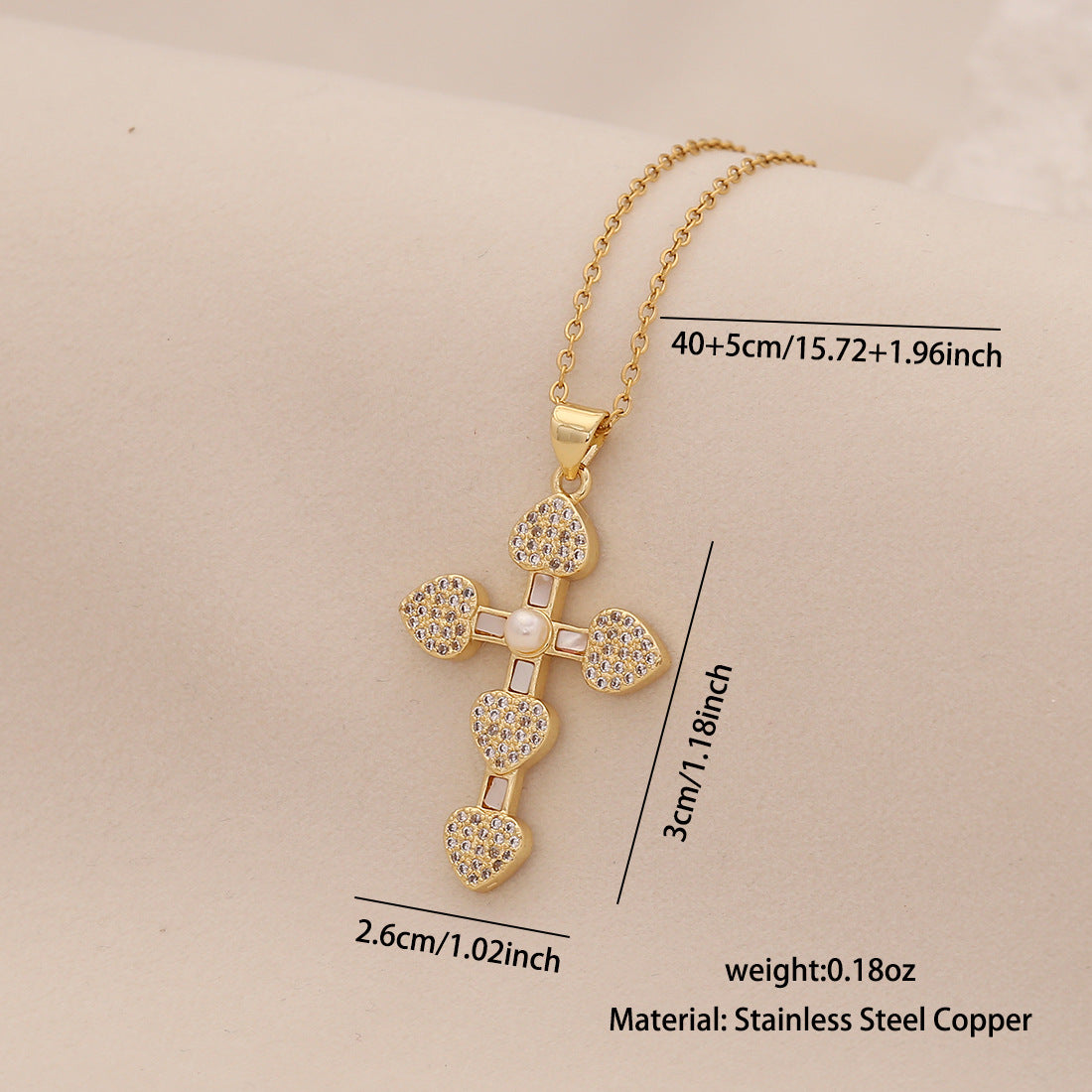 Pearl Cross Pendant Necklace Personalized Stainless Steel Clavicle Chain Trendy Necklace N1527