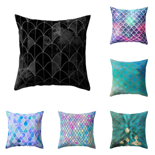 18'' MERMAID-FISH SCALE THROW PILLOW SOFA CUSHION COVER HOME DECOR