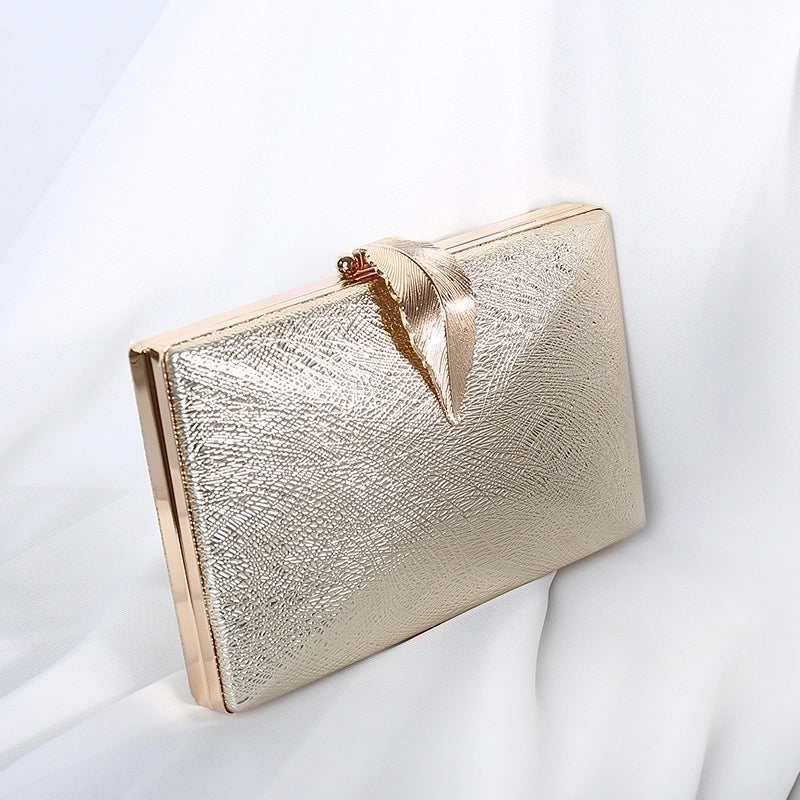 Red Purple Black Pu Leather Leaves Square Evening Bags