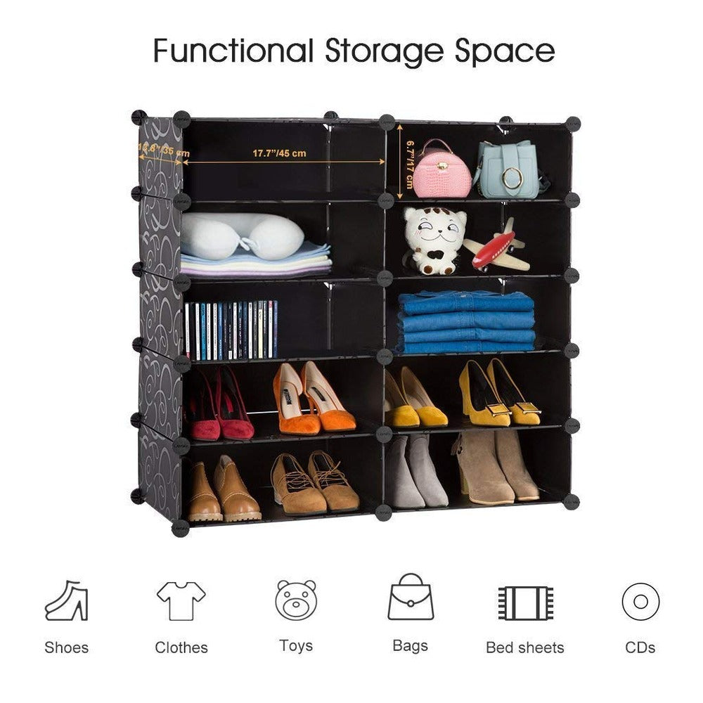2 Column 5 Layer Updoor Shoe Rack. Dust Proof Shoe Cabinet with Doors
