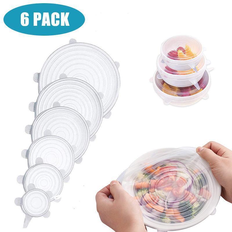 Stretchable food silicone lid. 6 pieces