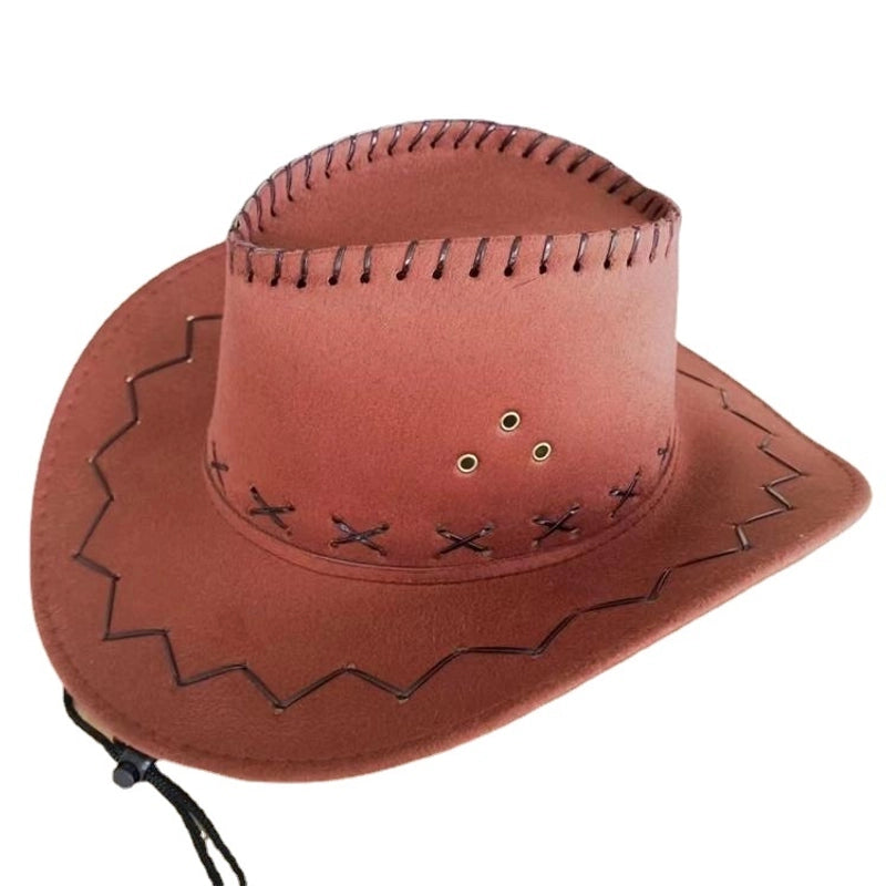New Fashion Chicken Skin Deerskin Velvet Knight Western Cowboy Hat Camouflage Cloth Hat Travel Sun Hat Straw Hat