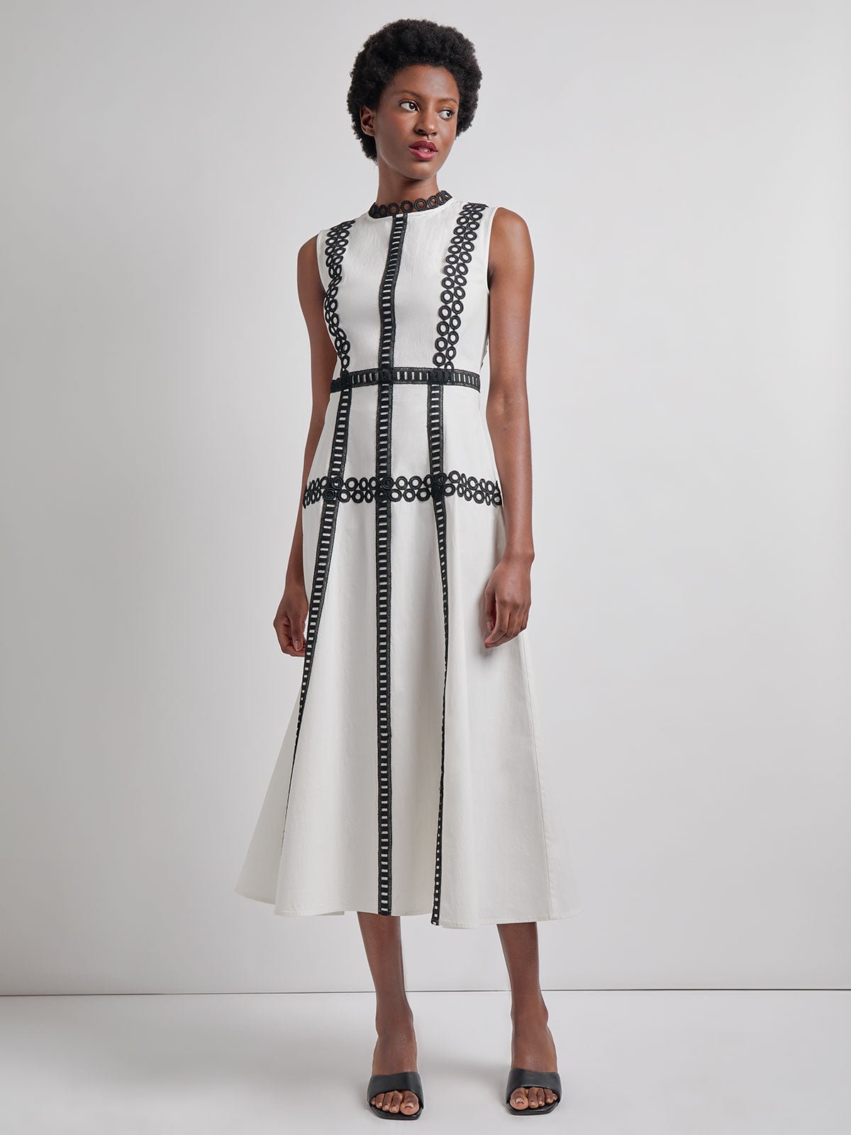 Fit & Flare Cotton Eyelet Trim Maxi Dress - Modern Fit