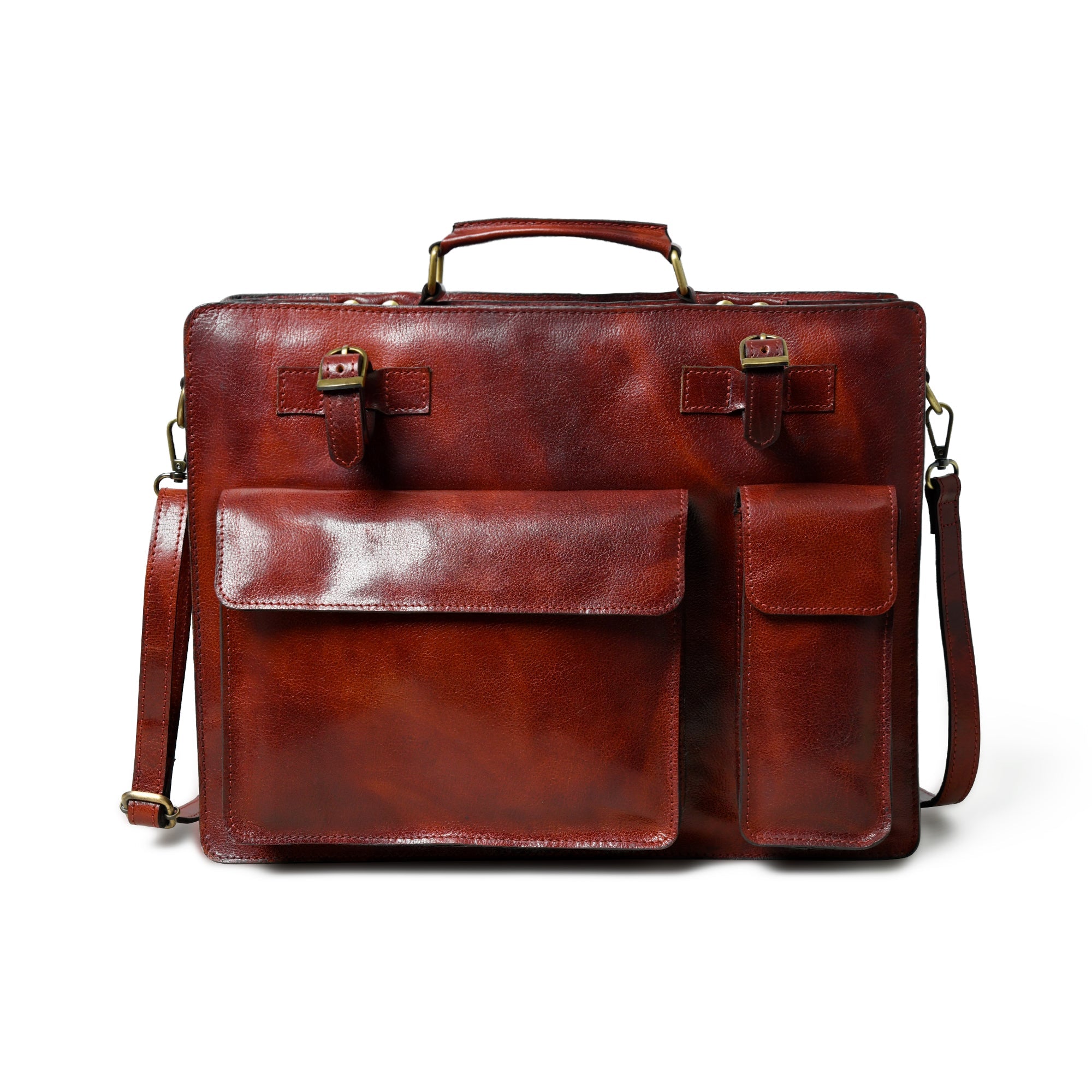 Tuscany Italian Leather Briefcase. Tanny Brown