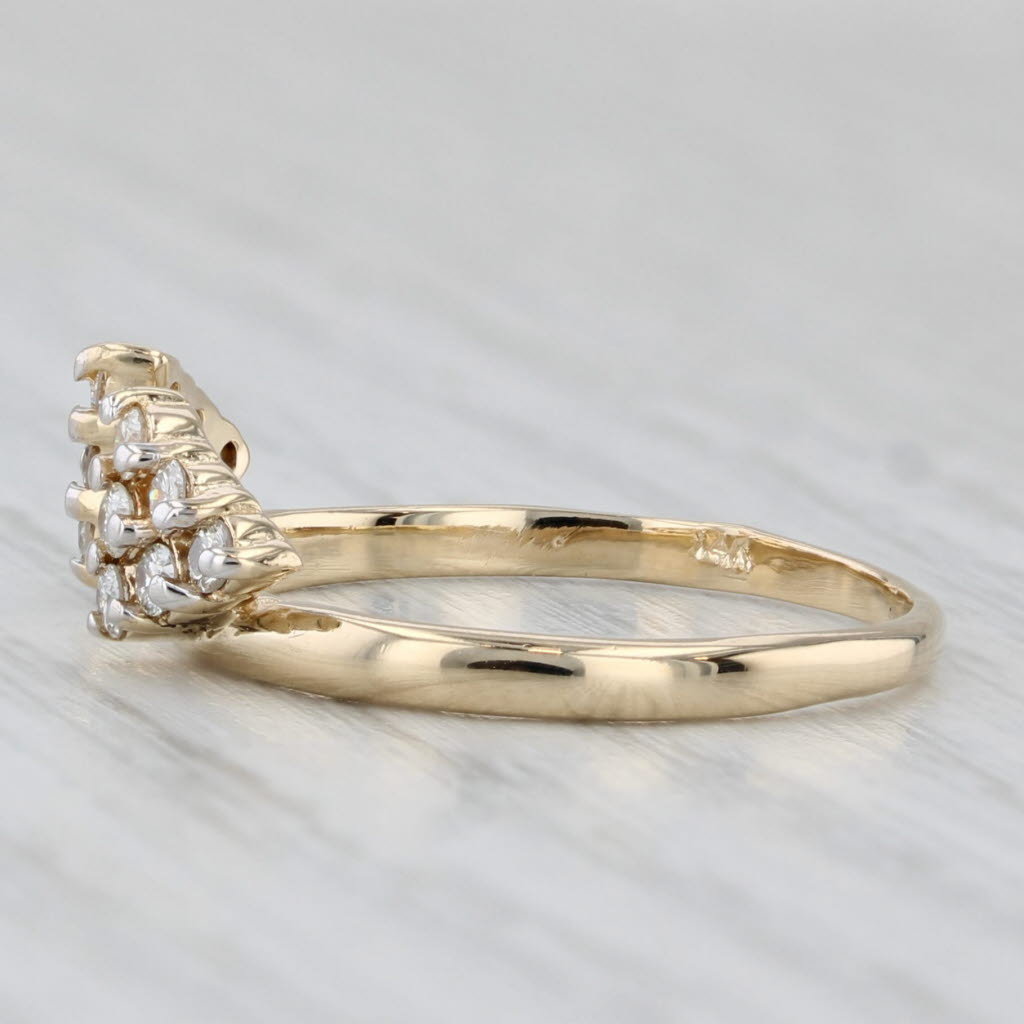 0.24ctw Diamond Clusters Ring Guard Jacket 14k Yellow Gold Size 7 Bridal Wedding