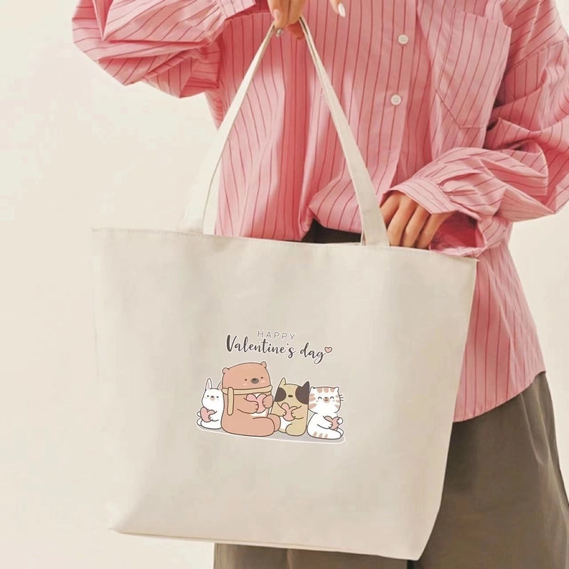 Women's Medium Canvas Letter Classic Style Square Zipper Shoulder Bag