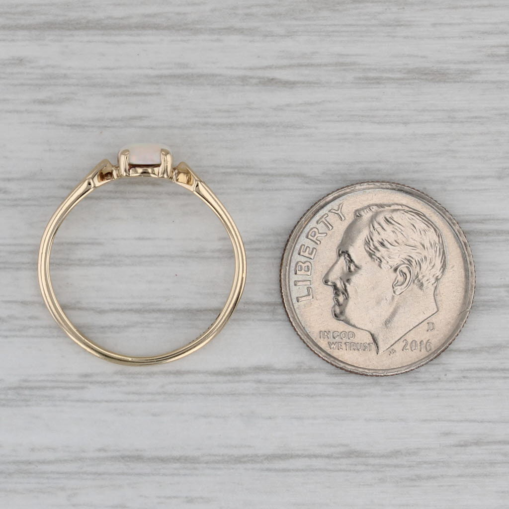 Opal Cabochon Solitaire Ring 10k Yellow Gold Size 5.75