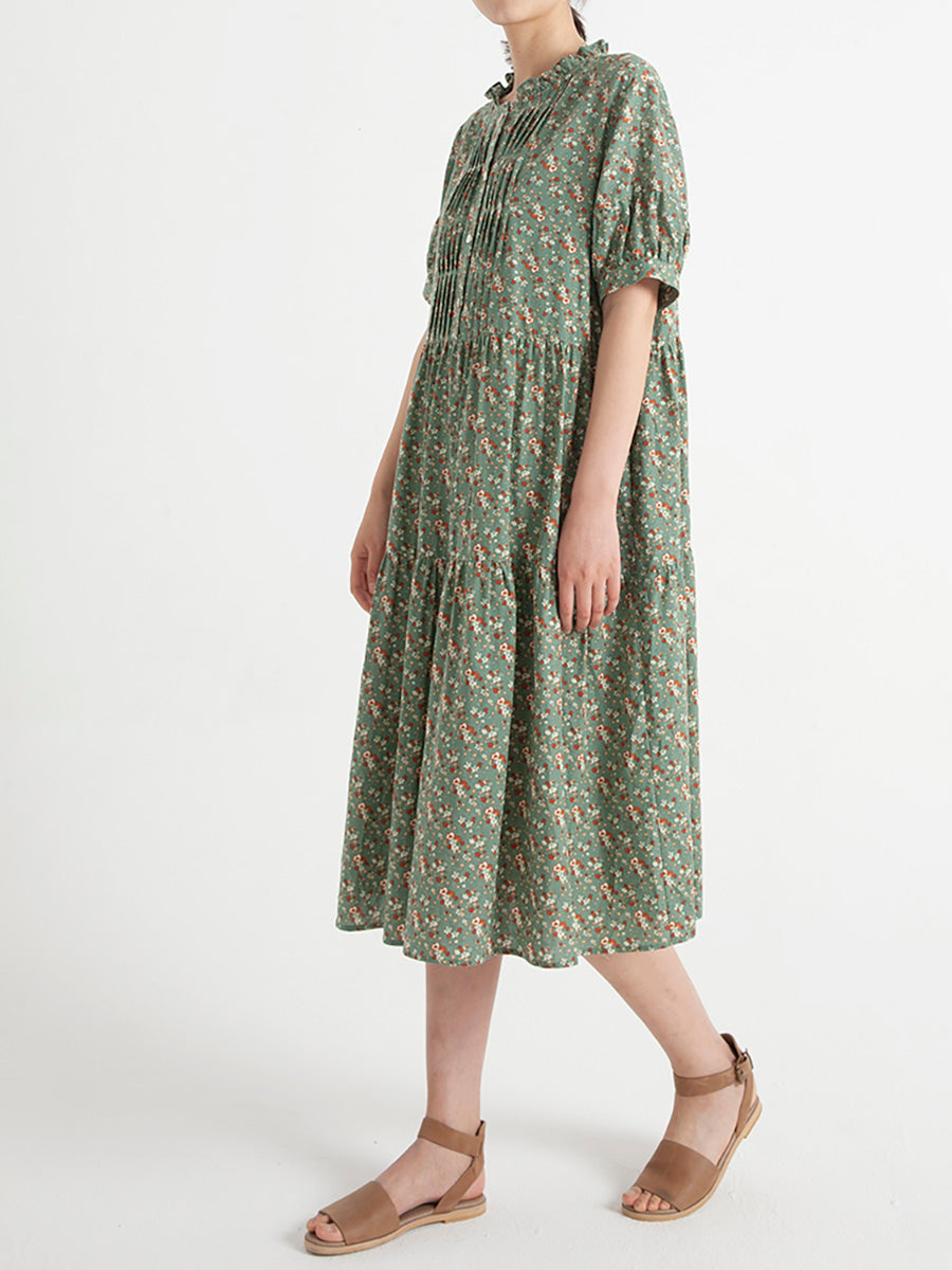 Plus Size Vintage Floral Women Summer Short Sleeve Dress