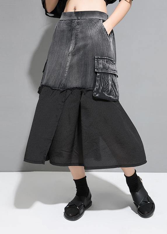 Unique cotton Fitted Street Personality Chiffon Stitching A-Line Skirt