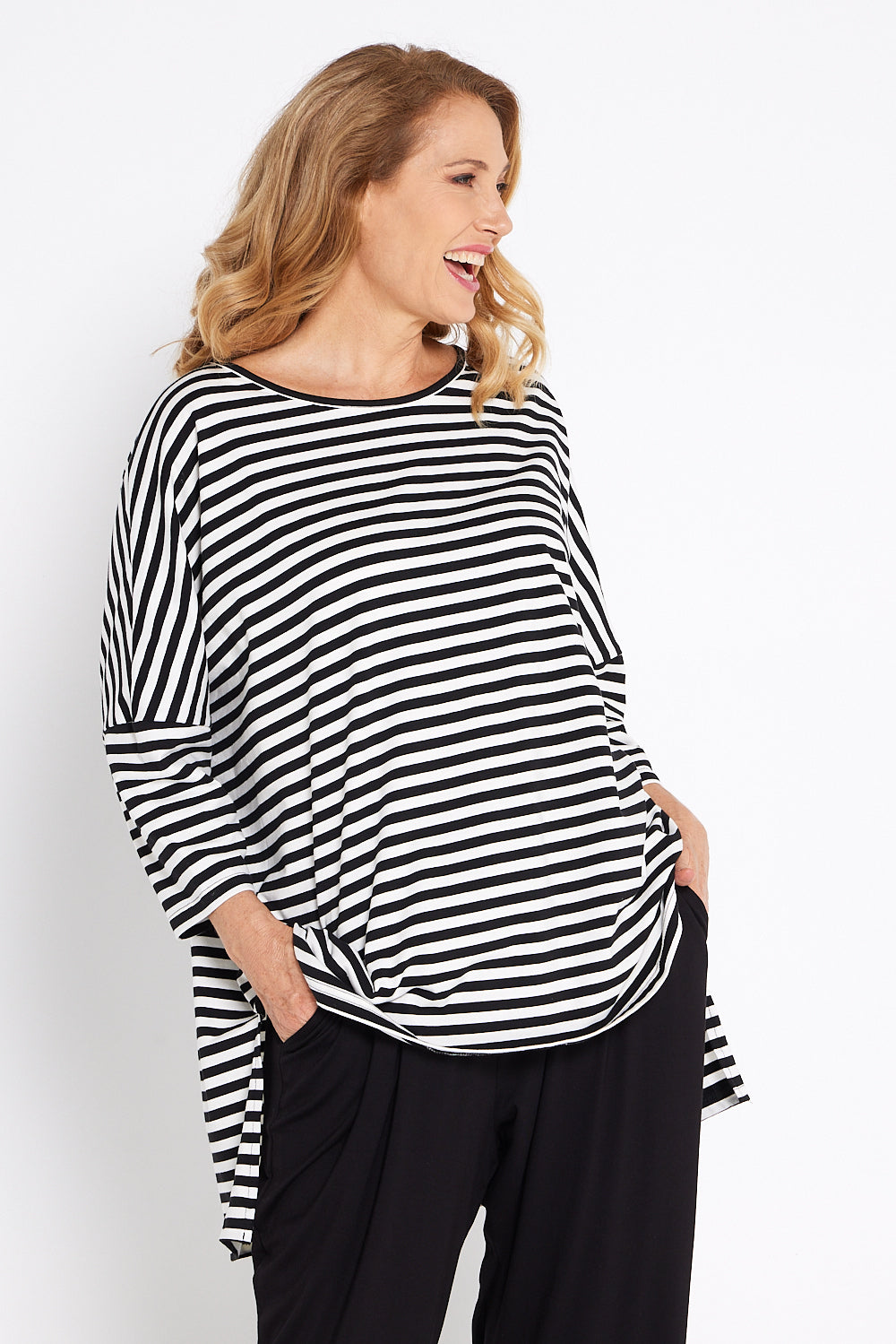 Lulah Top - Black/White Stripe