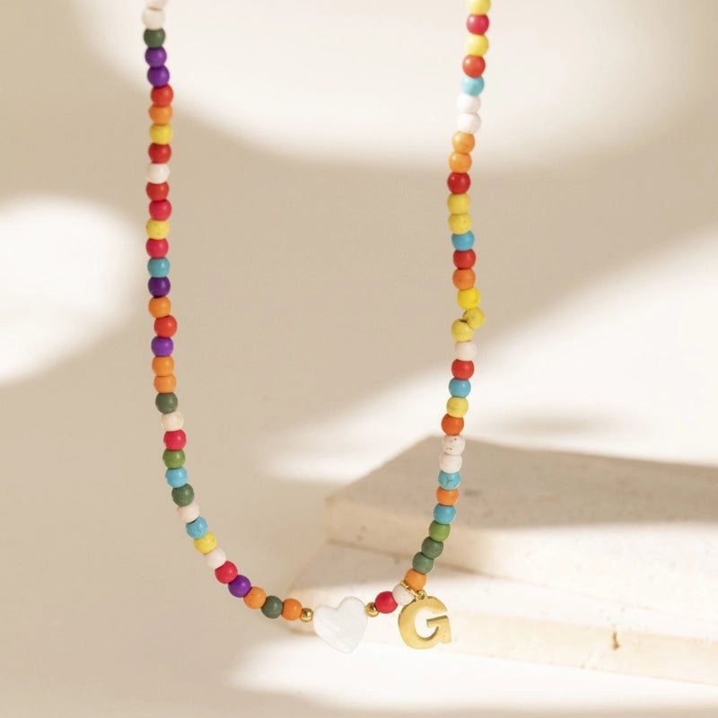 Cute Geometric 304 Stainless Steel Beaded Chain Pendant Necklace
