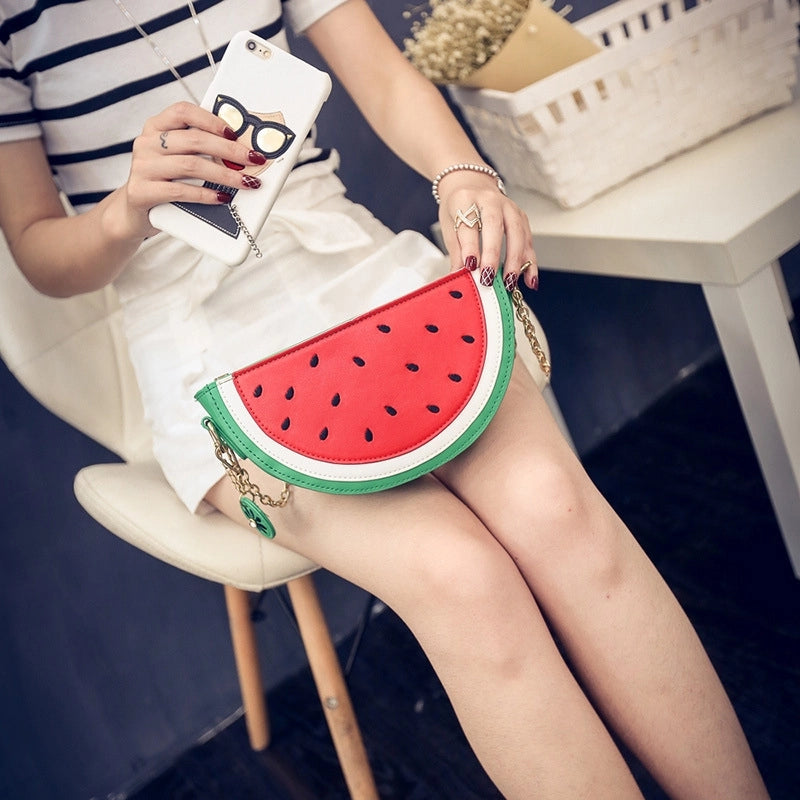 Women's Medium Pu Leather Fruit Cute Semicircle Zipper Crossbody Bag