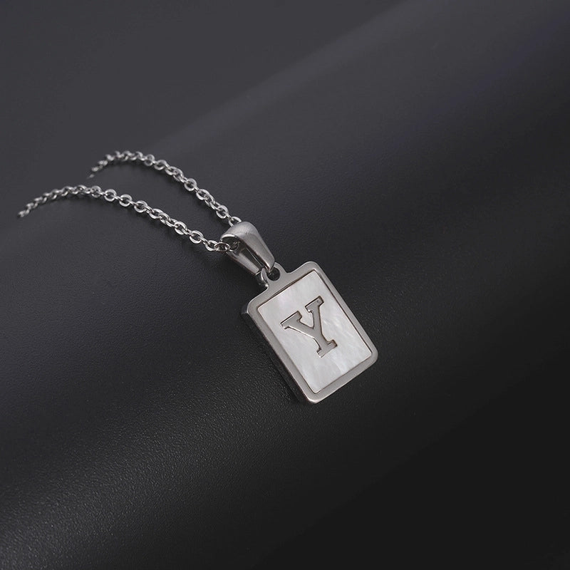 Minimalist Letter Rectangle 304 Stainless Steel Titanium Steel Shell 18K Gold Plated Plating Pendant Necklace