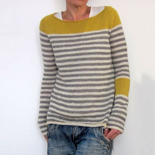 Retro Crew Neck Striped Contrast Sweater