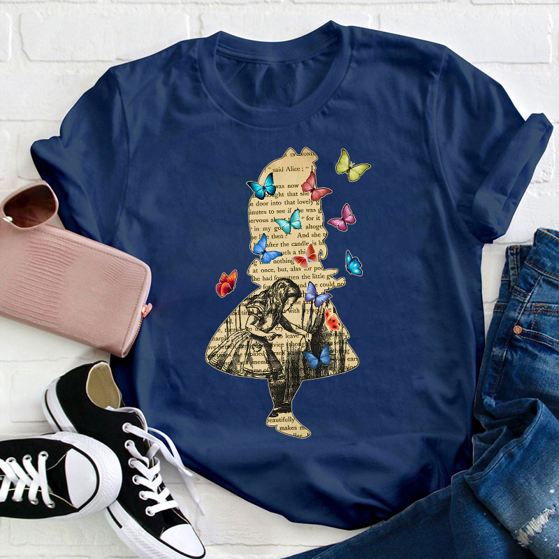 Vintage Wonderland Butterfly Teacher T-Shirt