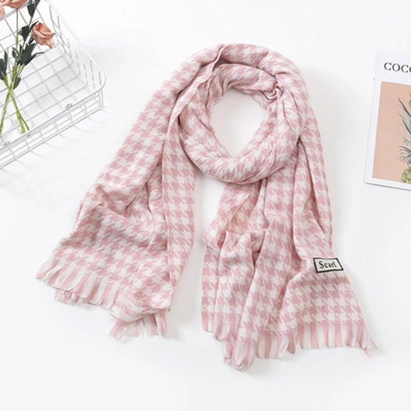 Women'S Fashion Plaid Imitation Cashmere Tassel Scarf