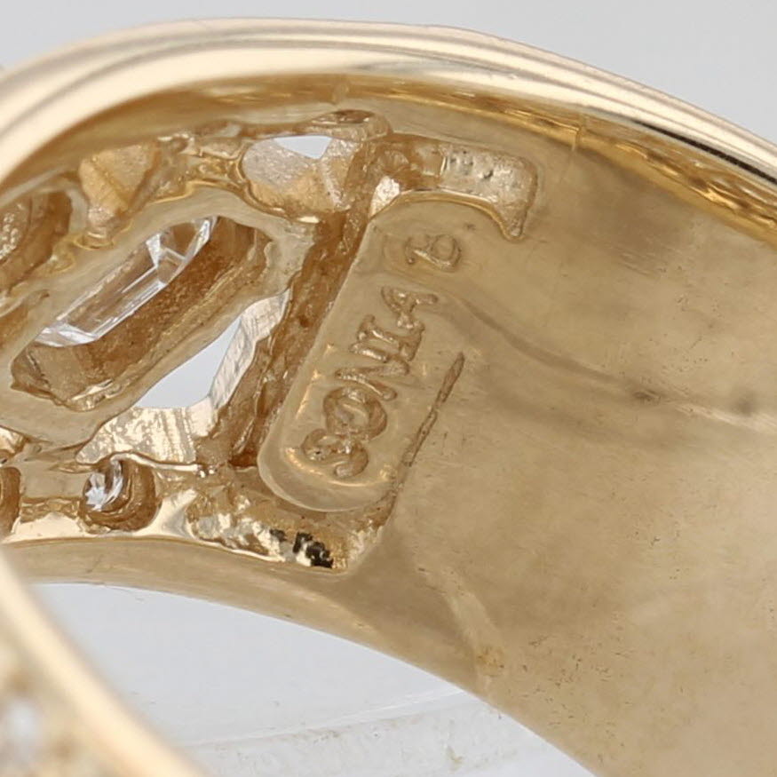 Sonia B 3.13ctw Diamond Abstract Ring 14k Yellow Gold Size 7.75 Wide Band