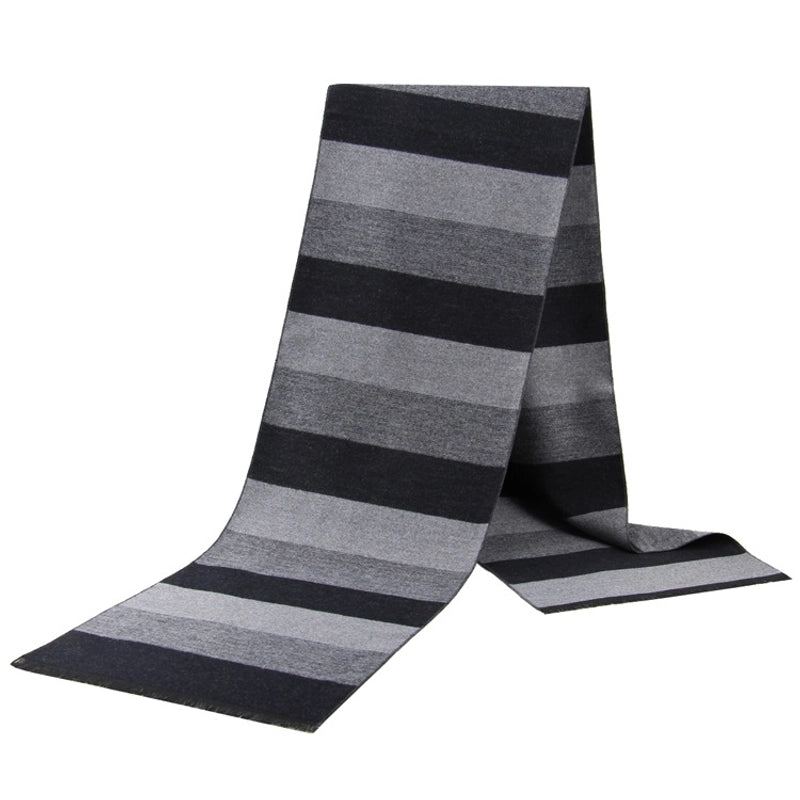 New Men's Scarf Winter Warm Pull Striped Scarf Imitation Cashmere Middle-aged Leisure Scarf