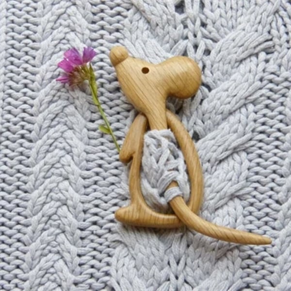 Brooch Pin With Wooden Animal Pattern