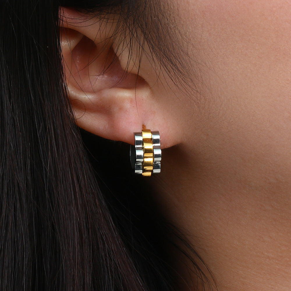Fashion Circle Geometric Stainless Steel 18K Gold Plated Earrings