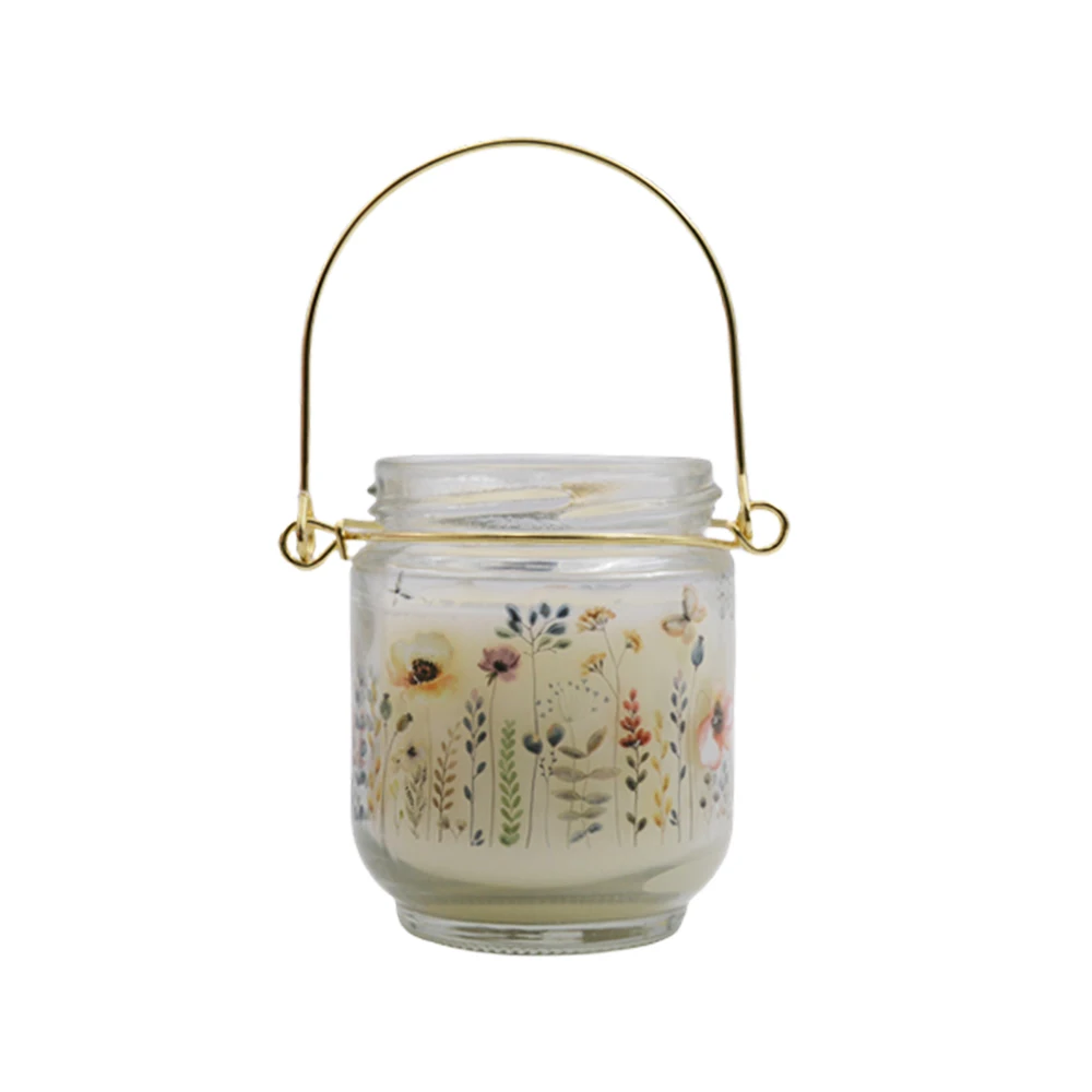 Soy wax Scented candle Customized Design household Birthday Christmas gift Honey Jar with handle