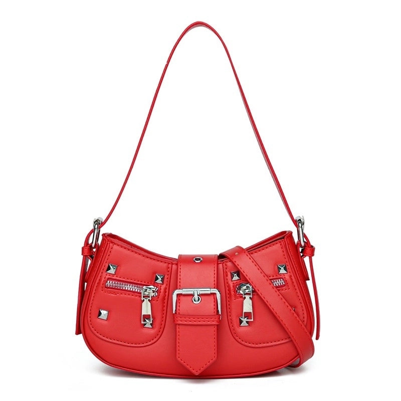 Women's Medium Pu Leather Solid Color Streetwear Magnetic Buckle Underarm Bag