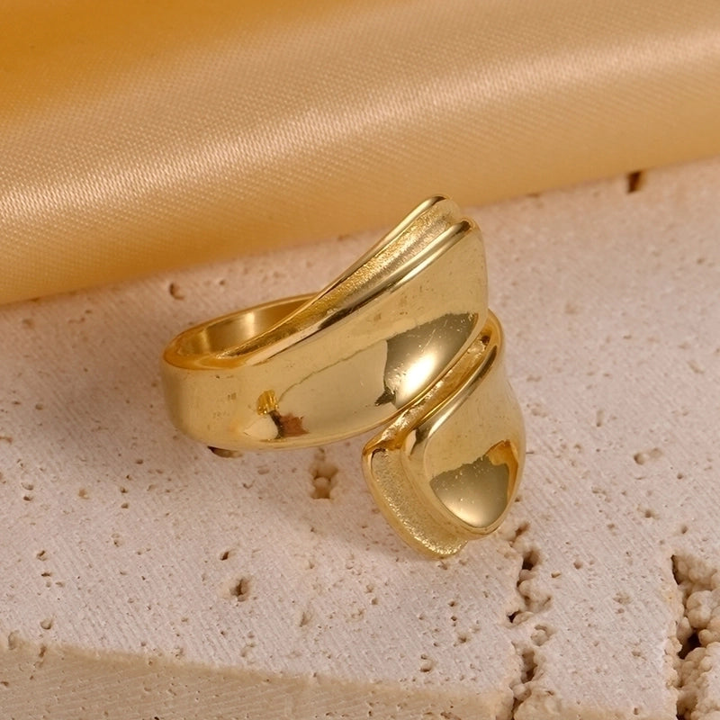 304 Stainless Steel 14K Gold Plated Modern Style Minimalist Classic Style Plating Solid Color Rings