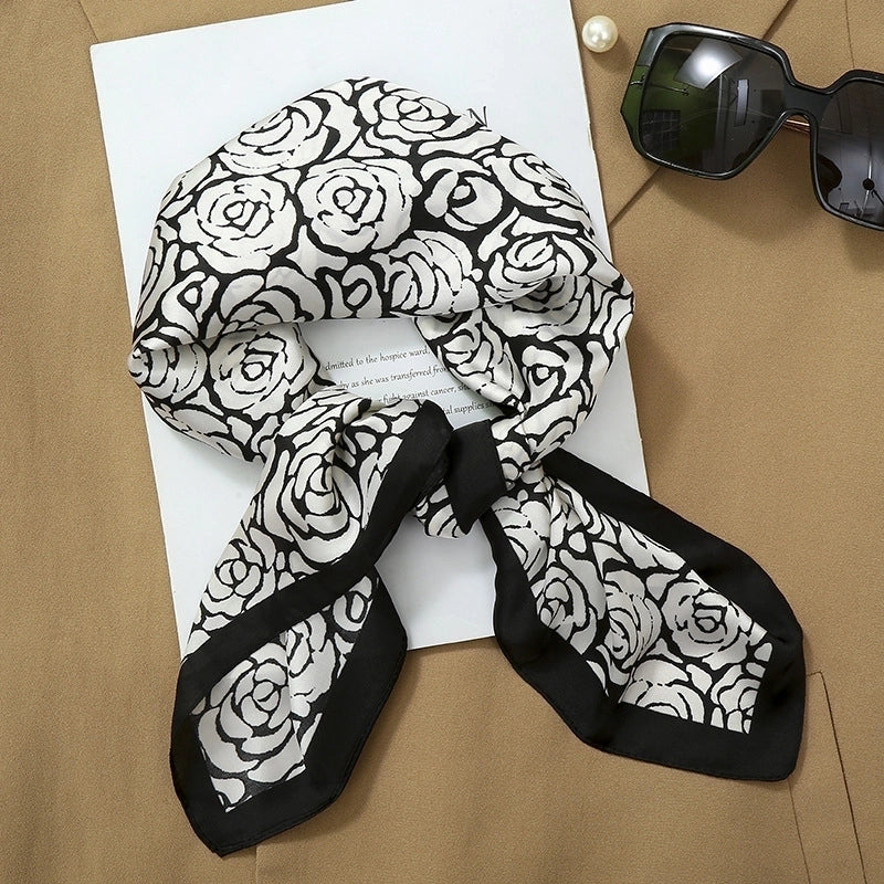70*70  Striped Silk Scarf Women's Small Square Scarf  Versatile Professional Small Scarf Summer Thin Decorative Scarf