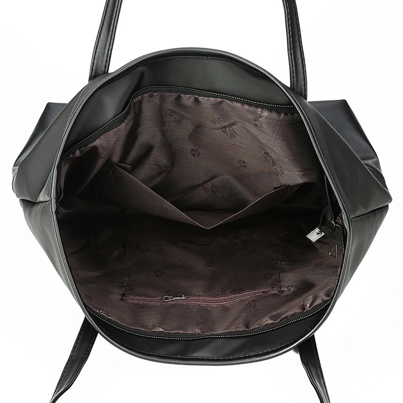 New Women's Tote Bag Korean Style Large Capacity Shoulder Bag Oxford Cloth Stitching Soft Leather Hand Bag