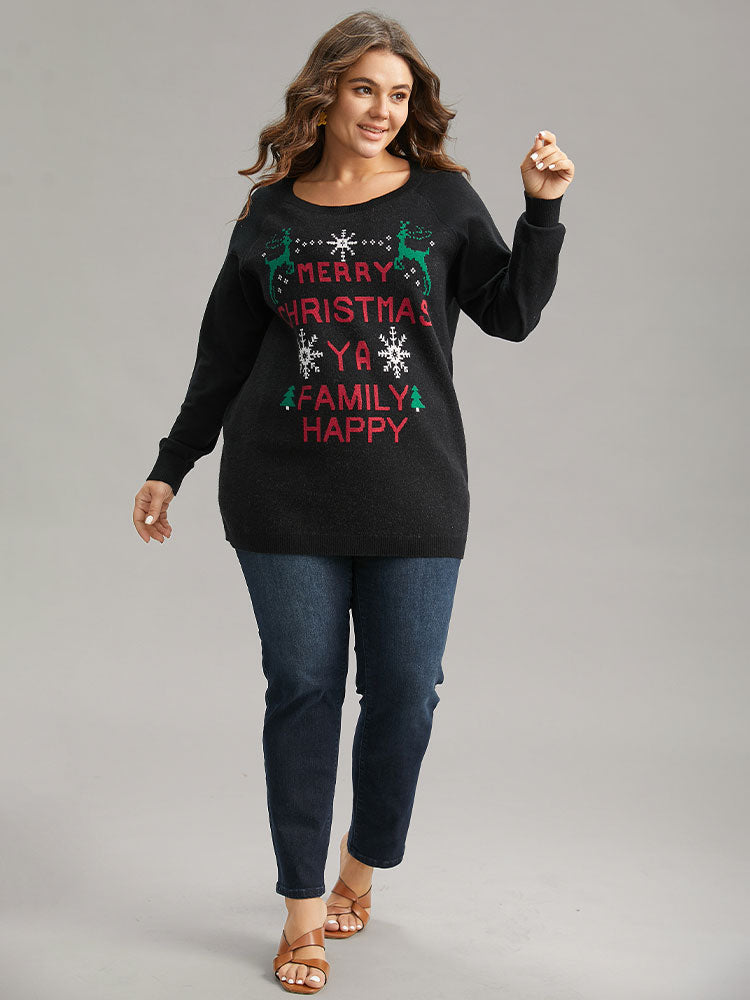 Supersoft Essentials Christmas Elk Letter Crew Neck Pullover